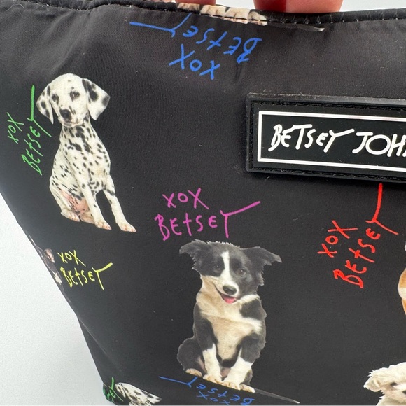 NWOT Betsey Johnson Black Insulated Lunch Bag Tote with Dog Print - Picture 3 of 7
